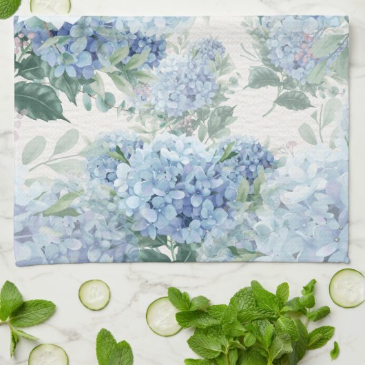 Linge De Cuisine Hydrangée bleue (Plié)