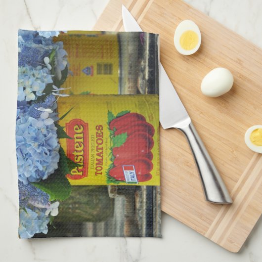 Linge De Cuisine Hydrangées et fleurs fraîches dans les boîtes à to (Quart Plié)