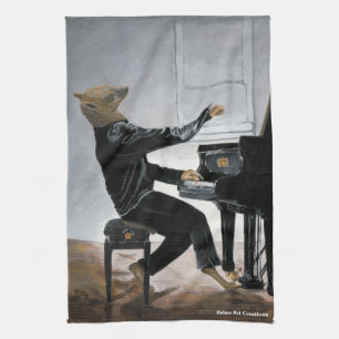 Linge De Cuisine Hyena Piano Music Player Imaginaire Art Cuisine Se