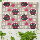 Linge De Cuisine I amour de Puggin vous noircissez des cercles et (Plié)