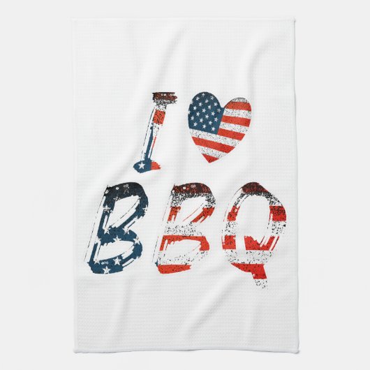 Linge De Cuisine I Love BBQ, American Patriotic (Vertical)