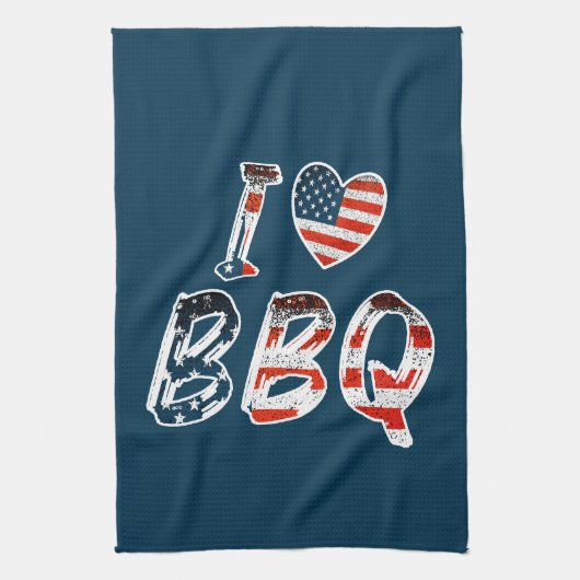 Linge De Cuisine I Love BBQ, American Patriotic (Vertical)