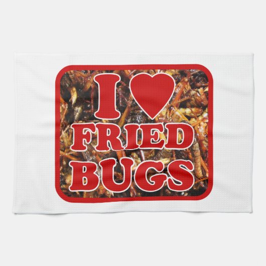Linge De Cuisine I Love (Coeur) Fried Bugs / Insectes comestibles (Horizontal)