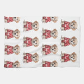 Linge De Cuisine I Love Dad Cute Puppy Dog with Paw Prints (Horizontal)