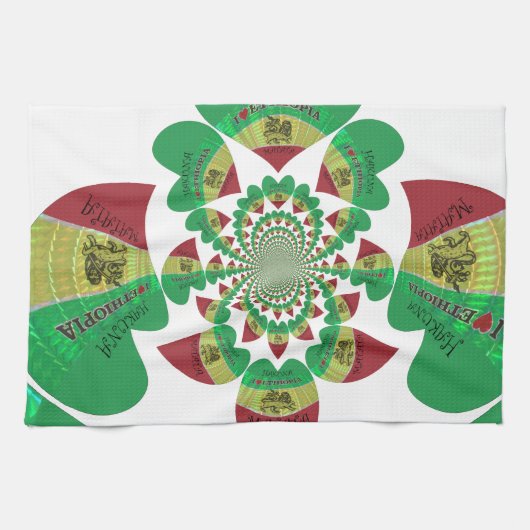 Linge De Cuisine I Love Ethiopia Kaleidoscope - Heartfeel Rasta Art (Horizontal)