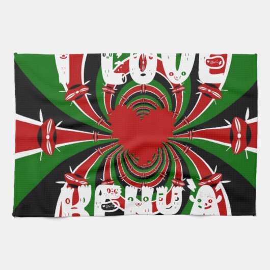 Linge De Cuisine I Love Heart Kenya : Dynamic Flag Art (Horizontal)