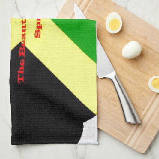 Linge De Cuisine I Love Jamaica Text on Flag Art Print (Quart Plié)
