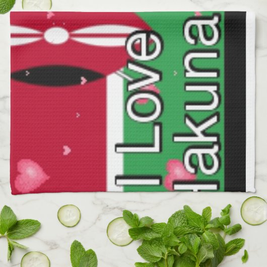 Linge De Cuisine I Love Kenya et "Hakuna Matata" Art Print (Plié)