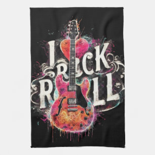Linge De Cuisine I Love Rock N Roll Guitare Électrique Peinture