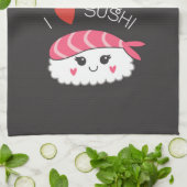 Linge De Cuisine I Love Sushi Japonais fruits de mer (Plié)