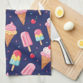 Linge De Cuisine Ice cream, popsicles and cherries pattern (Quart Plié)