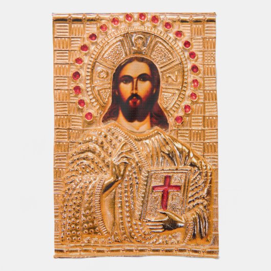 Linge De Cuisine Icône d'or de Jésus-Christ (Vertical)