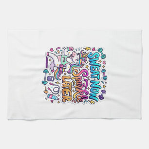 Linge De Cuisine Idée Cadeau Licorne Sweat Maintenant Brille Plus T
