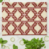 Linge De Cuisine Ikat Aztec Motif - Beige, Bourgogne et rose (Plié)