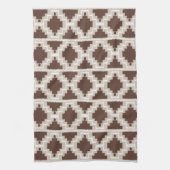 Linge De Cuisine Ikat Aztec Motif - Brown au chocolat et Taupe (Vertical)