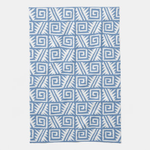 Linge De Cuisine Ikat Aztec Motif - Ciel bleu et blanc