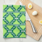 Linge De Cuisine Ikat Aztec Motif - Forêt et chaux vert (Quart Plié)