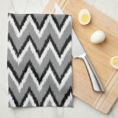 Linge De Cuisine Ikat Chevron Gris / Gris, Noir & Blanc (Quart Plié)