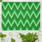 Linge De Cuisine Ikat Chevron Stripes - Pine et Lime Green Kitchen (Plié)