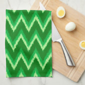 Linge De Cuisine Ikat Chevron Stripes - Pine et Lime Green Kitchen (Quart Plié)