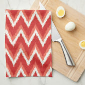 Linge De Cuisine Ikat Chevron Stripes - Rust Orange et Blanc (Quart Plié)