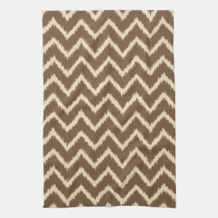 Linge De Cuisine Ikat Chevrons - Chocolat brun et bronze