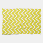 Linge De Cuisine Ikat Chevrons - moutarde jaune et blanc (Horizontal)