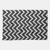 Linge De Cuisine Ikat Chevrons - Noir et blanc (Horizontal)