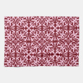 Linge De Cuisine Ikat damask pattern - Bourgogne et rose (Horizontal)
