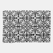 Linge De Cuisine Ikat damask pattern - noir et blanc (Horizontal)