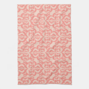Linge De Cuisine Ikat Moorish Damask - pêche et corail rose