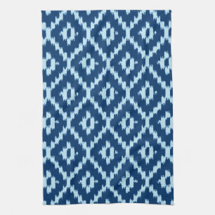 Linge De Cuisine Ikat motif - Indigo et bleu pâle