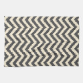 Linge De Cuisine Ikat noir et crème Chevron (Horizontal)