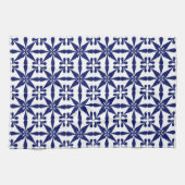 Linge De Cuisine Ikat Star Motif, bleu marine et blanc (Horizontal)