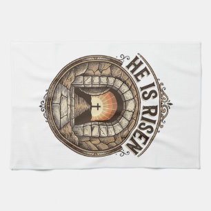 Linge De Cuisine Il Est Ressuscité Vintage Pâques Croix T-Shirt