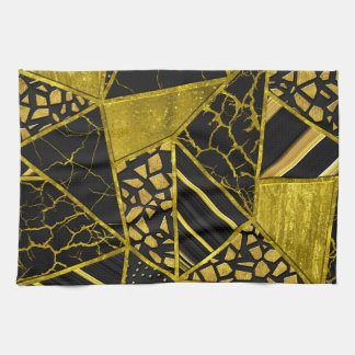 Linge De Cuisine Illusion de texture du triangle noir or
