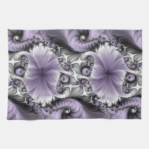 Linge De Cuisine Illusion Lilac Abstrait Floral Fractal Art Imagina