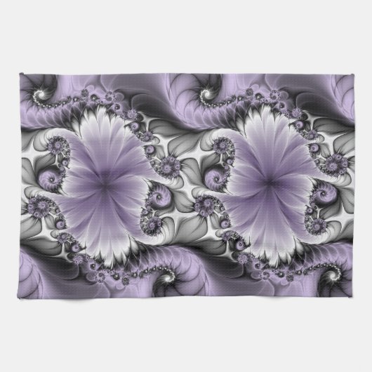 Linge De Cuisine Illusion Lilac Abstrait Floral Fractal Art Imagina (Horizontal)