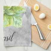 Linge De Cuisine Illustration aquarelle de Basilic (Quart Plié)