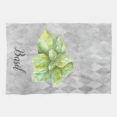 Linge De Cuisine Illustration aquarelle de Basilic (Horizontal)