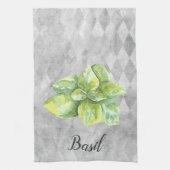 Linge De Cuisine Illustration aquarelle de Basilic (Vertical)