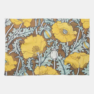 Linge De Cuisine Illustration Art Nouveau Poppy Fleur Jaune