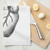 Linge De Cuisine Illustration blanche noire simple de coeur (Quart Plié)