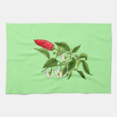 Linge De Cuisine Illustration botanique vintage, poivron chili (Horizontal)