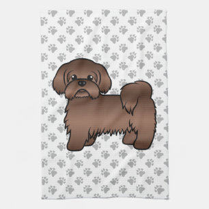 Linge De Cuisine Illustration Brown Chih Tzu Cute Cartoon Chien 