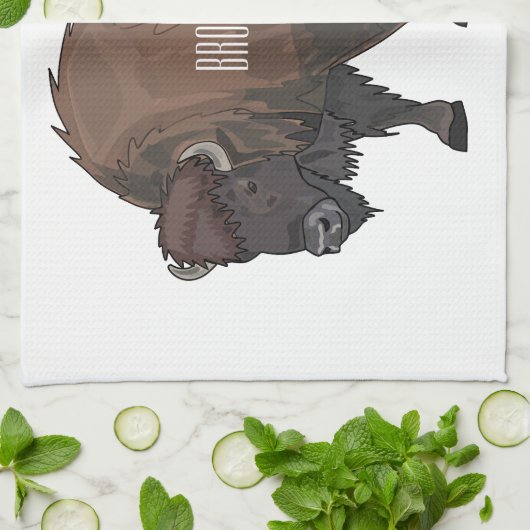 Linge De Cuisine Illustration de bison (Plié)