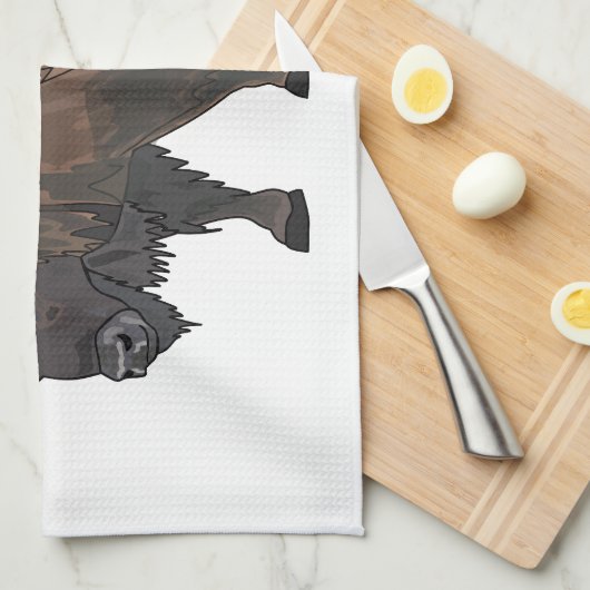 Linge De Cuisine Illustration de bison (Quart Plié)