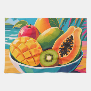 Linge De Cuisine Illustration de bol de fruits tropicaux