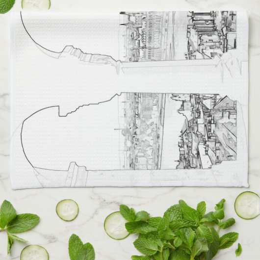 Linge De Cuisine Illustration de Budapest et parlement hongrois (Plié)