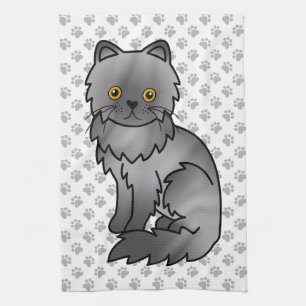 Linge De Cuisine Illustration de chat de dessin animé mignon persan